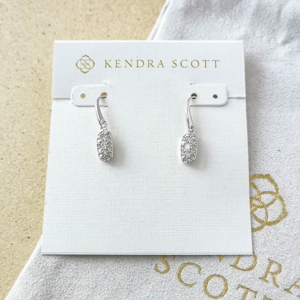 NEW Kendra Scott Silver White Crystal Grayson Drop Earrings
